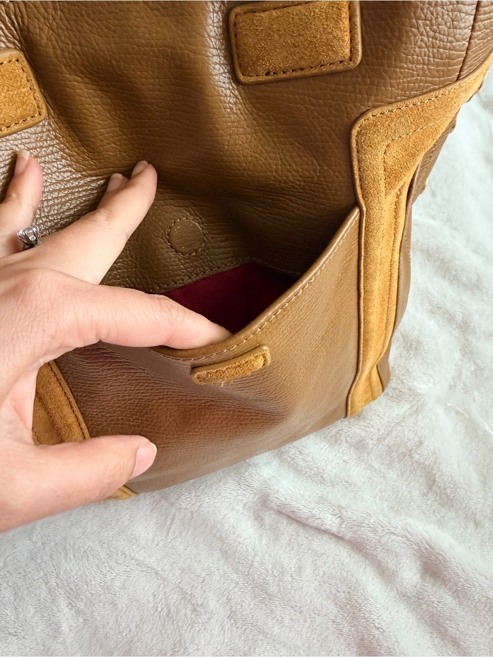 Hammitt Otis Tan Leather Tote with Suede Trim Work Travel Tote Bag - Picture 8 of 16